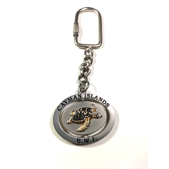 Cayman Islands Spinner Metal Keychain B.W.I. Turtle - Picture 1 of 5